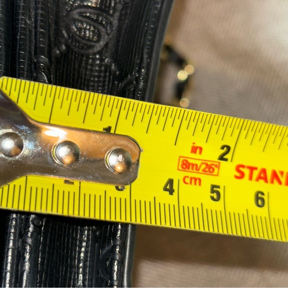 Bebe Black Los Angeles Snap Logo Embossed Crossbody Faux Leather and Chain Bag - Picture 14 of 14